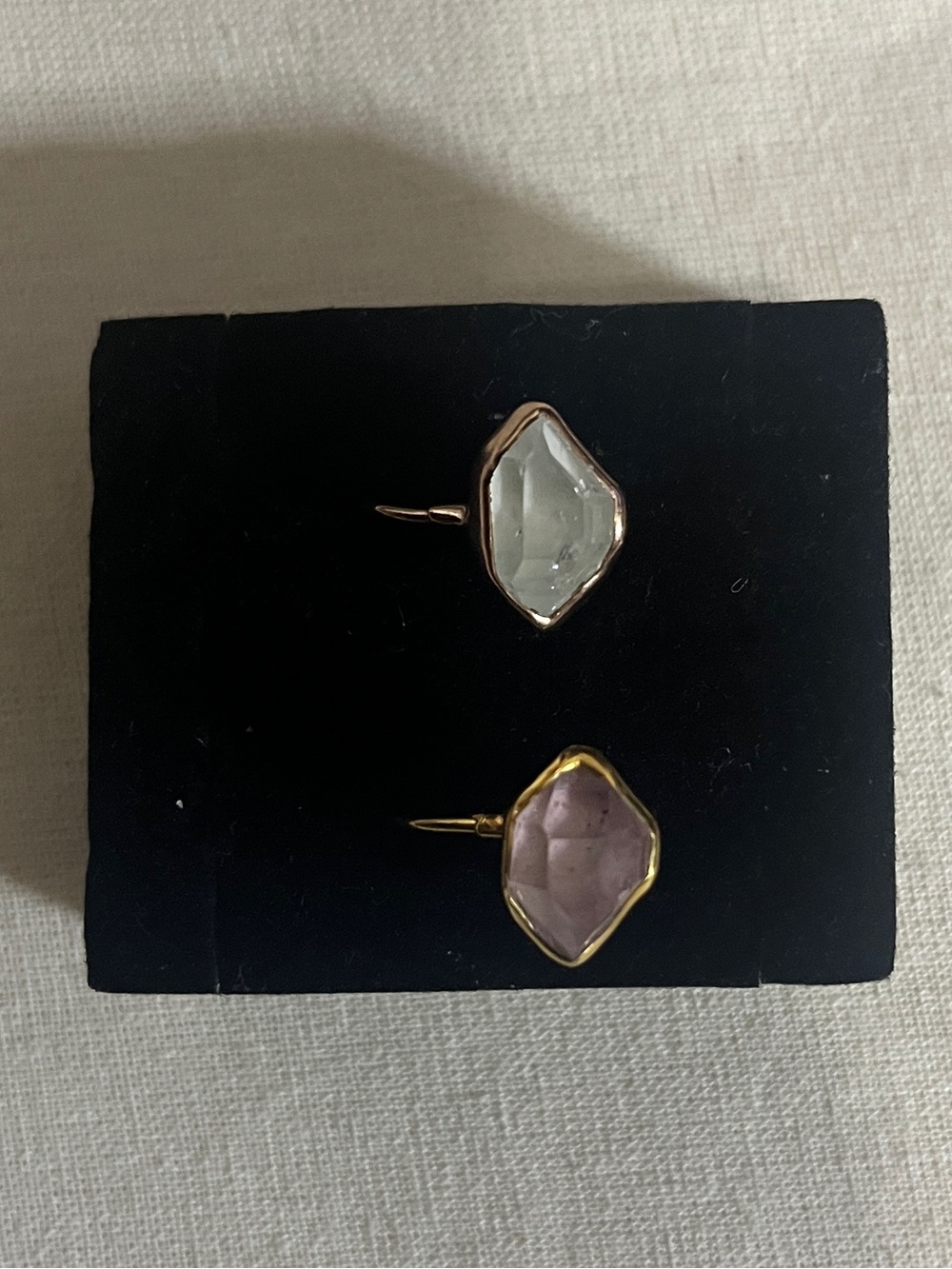 Ringcrush 24K Gold Filled Herkimer Diamond Ring Set